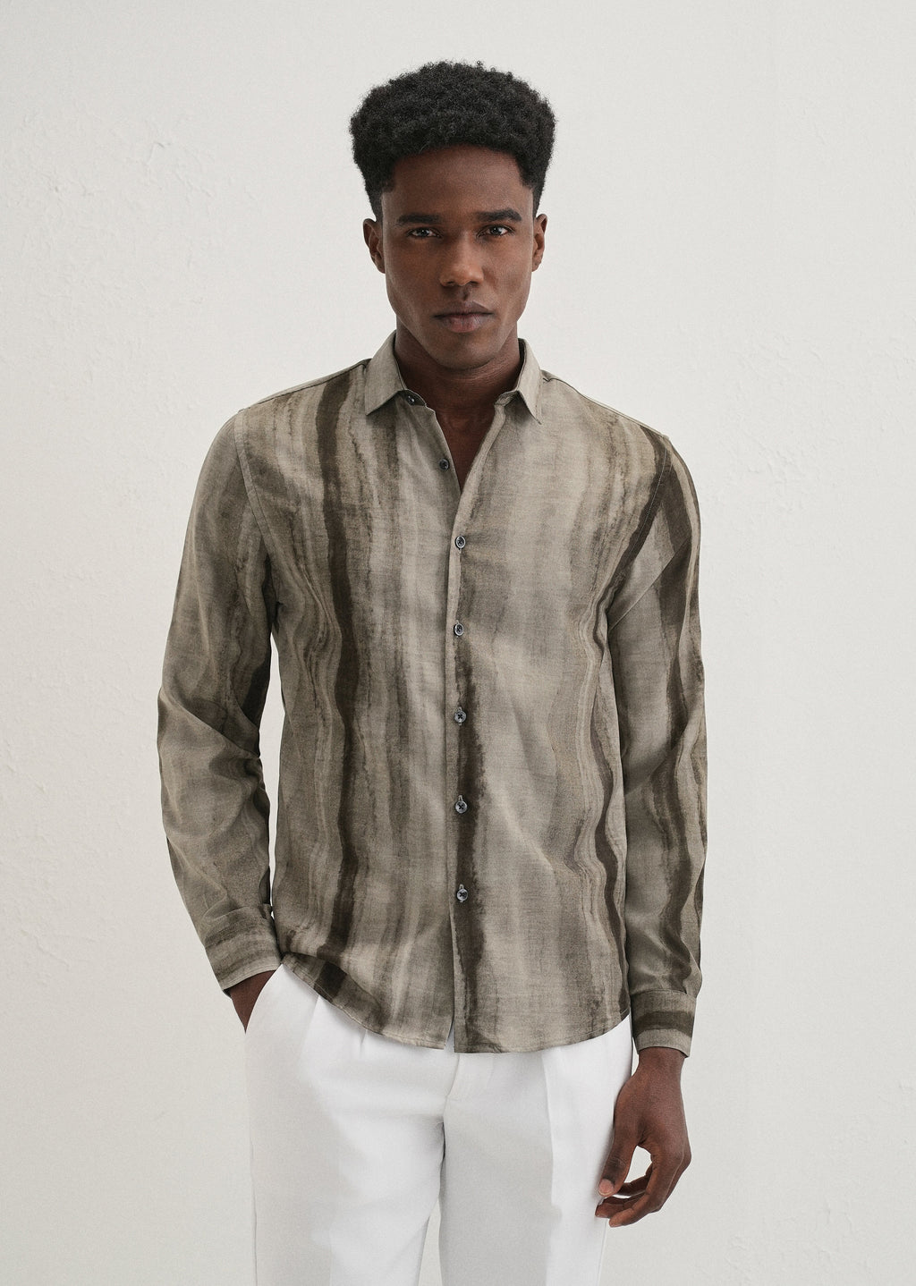 Green Stripe Printed Shirt