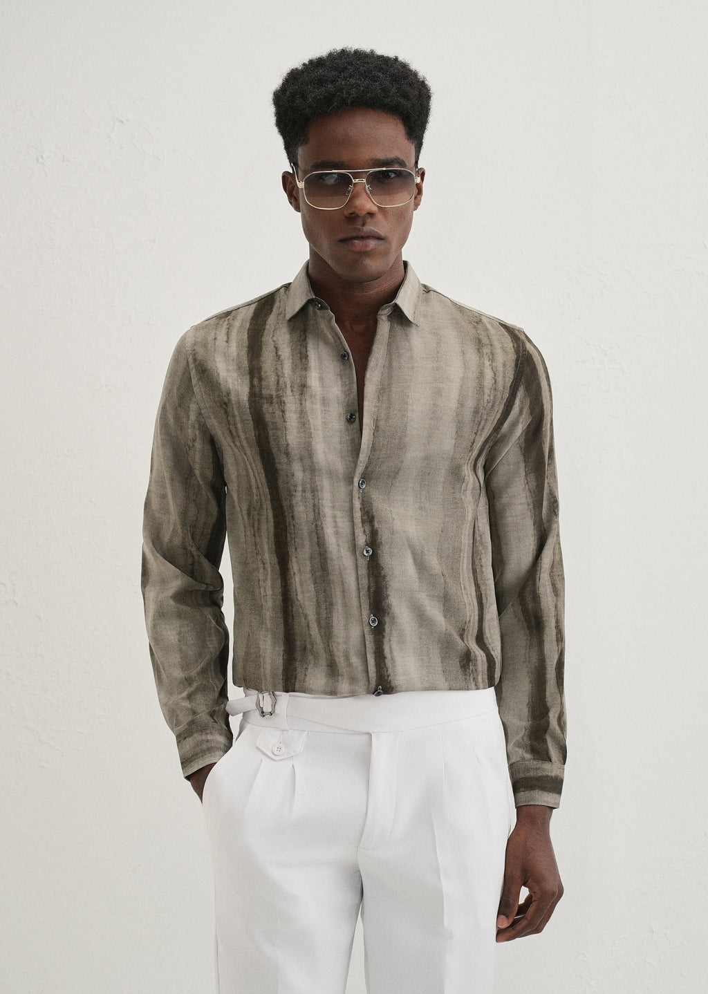 Green Stripe Printed Shirt