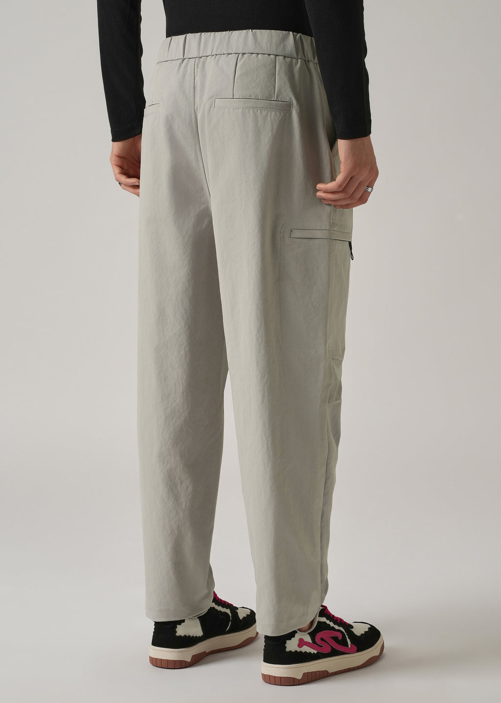 Grey Twill Belt Relaxed Fit Pant