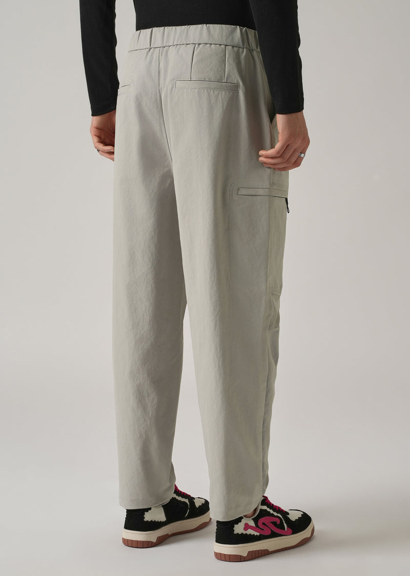 Grey Twill Belt Relaxed Fit Pant