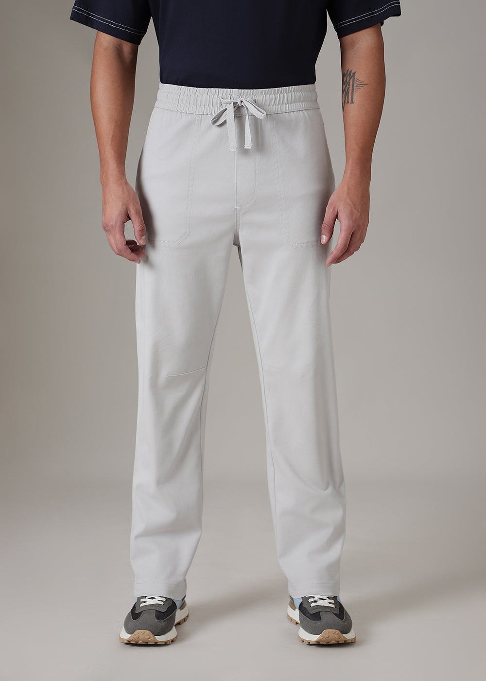 Grey Cotton Drawstring Pant