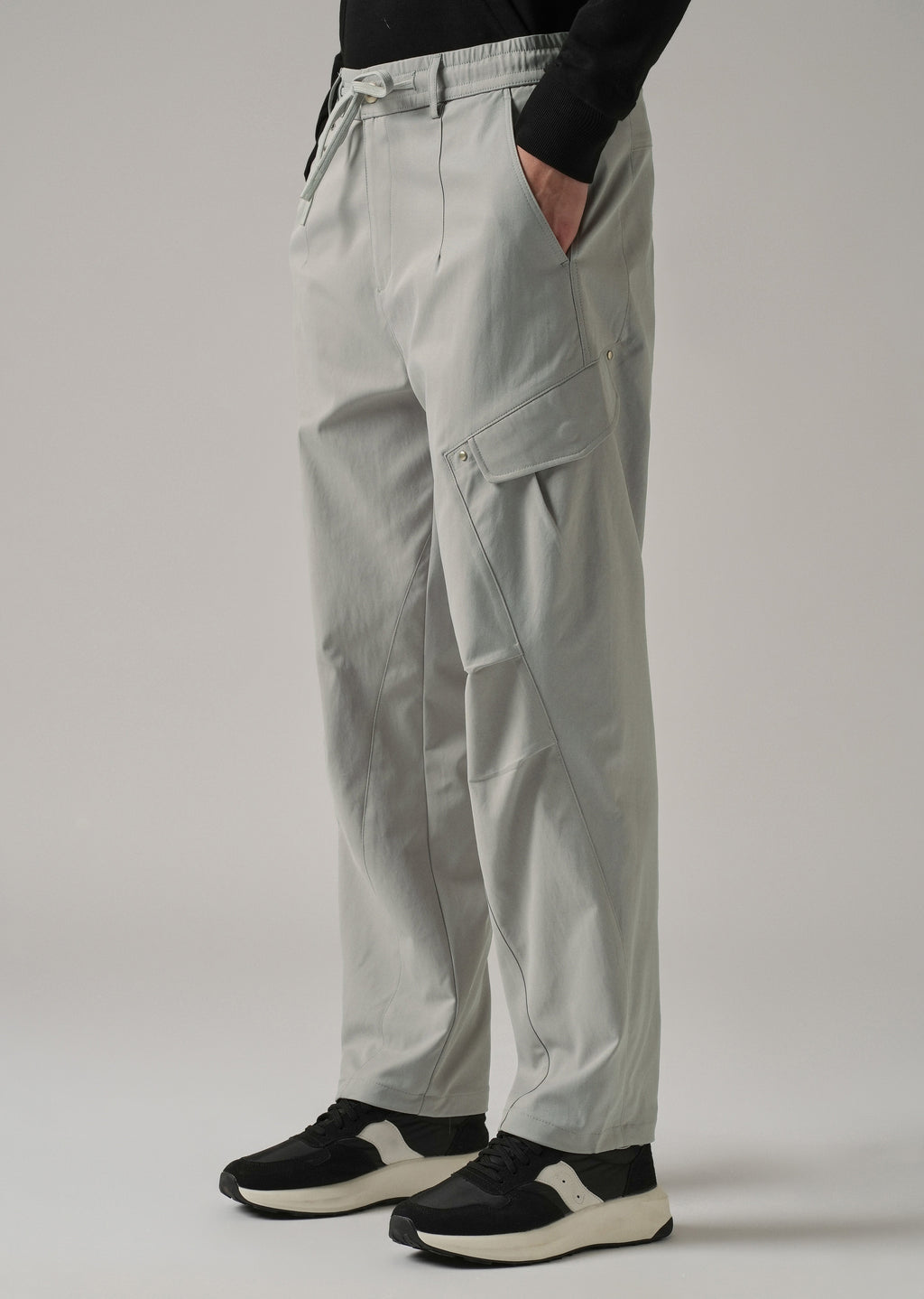 Grey Stone Wash Cargo Pants