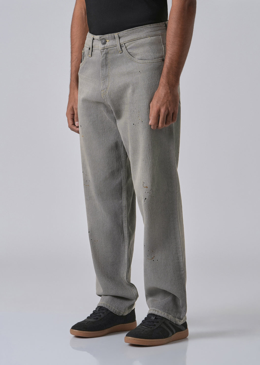 Grey Splatter Straight Fit Denim