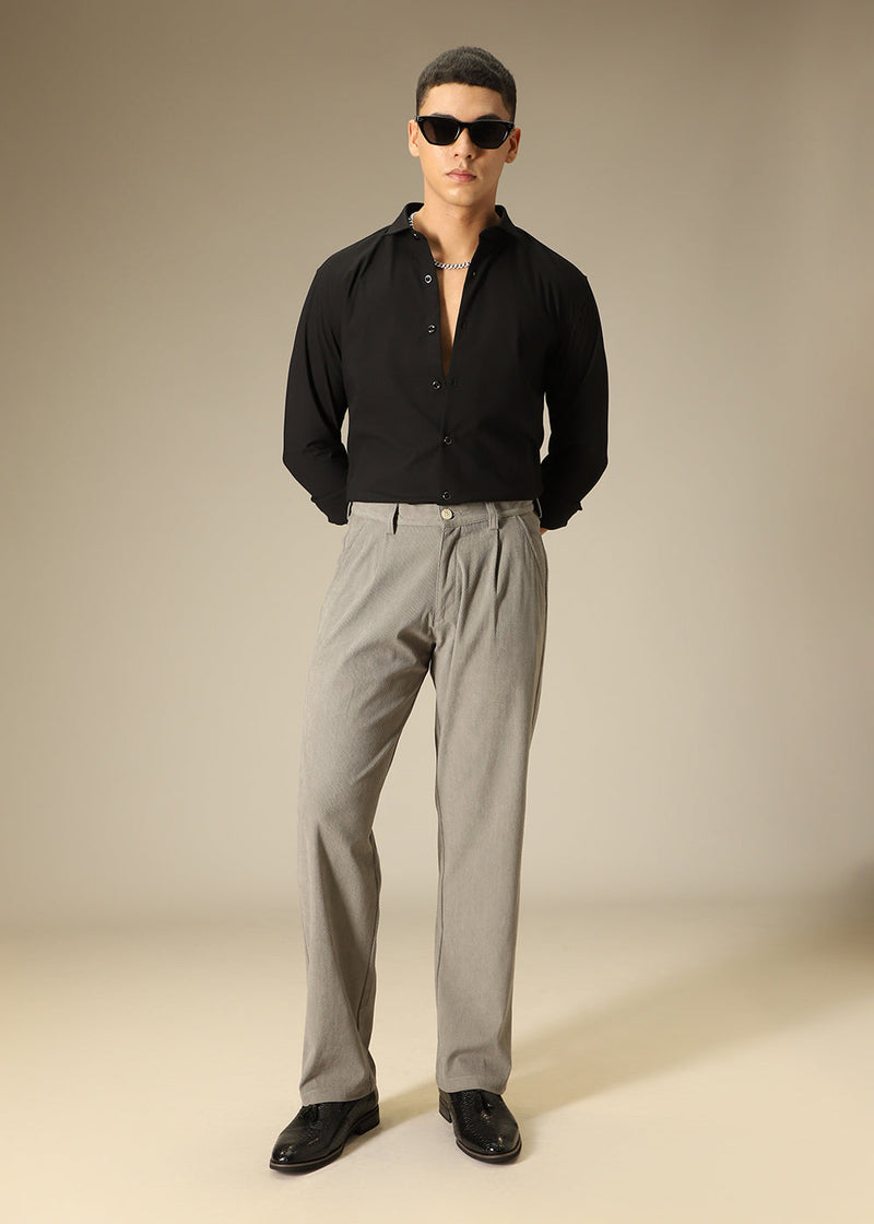 Grey Textured Corduroy Pant