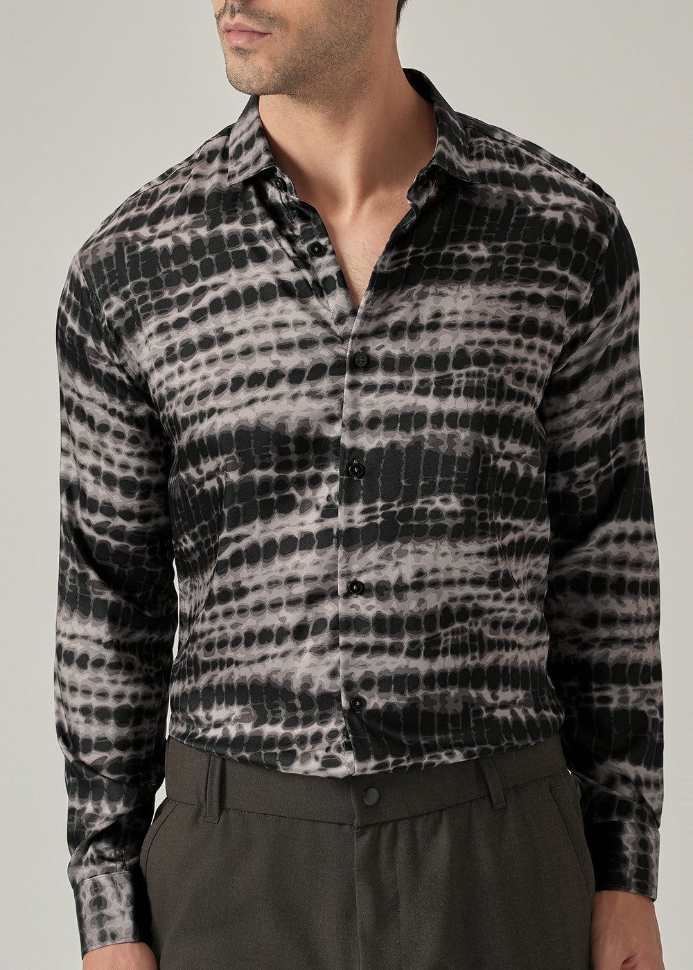 Grey Wash Print Shirt