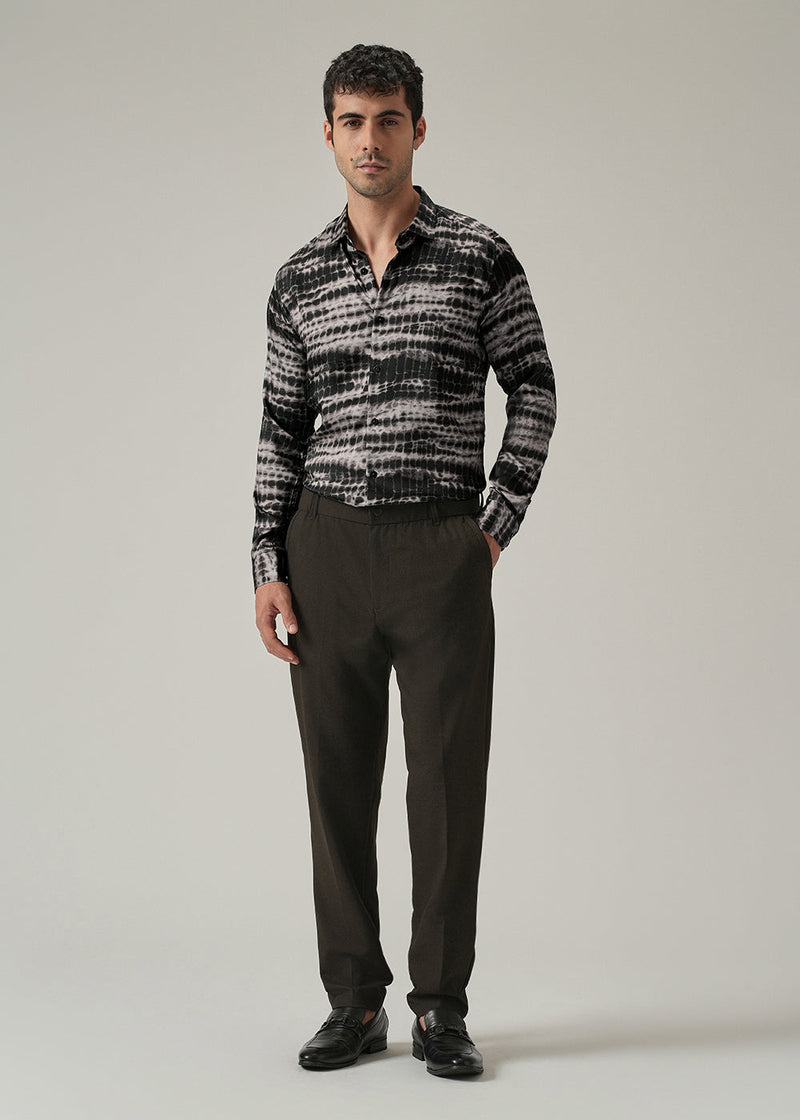 Grey Wash Print Shirt