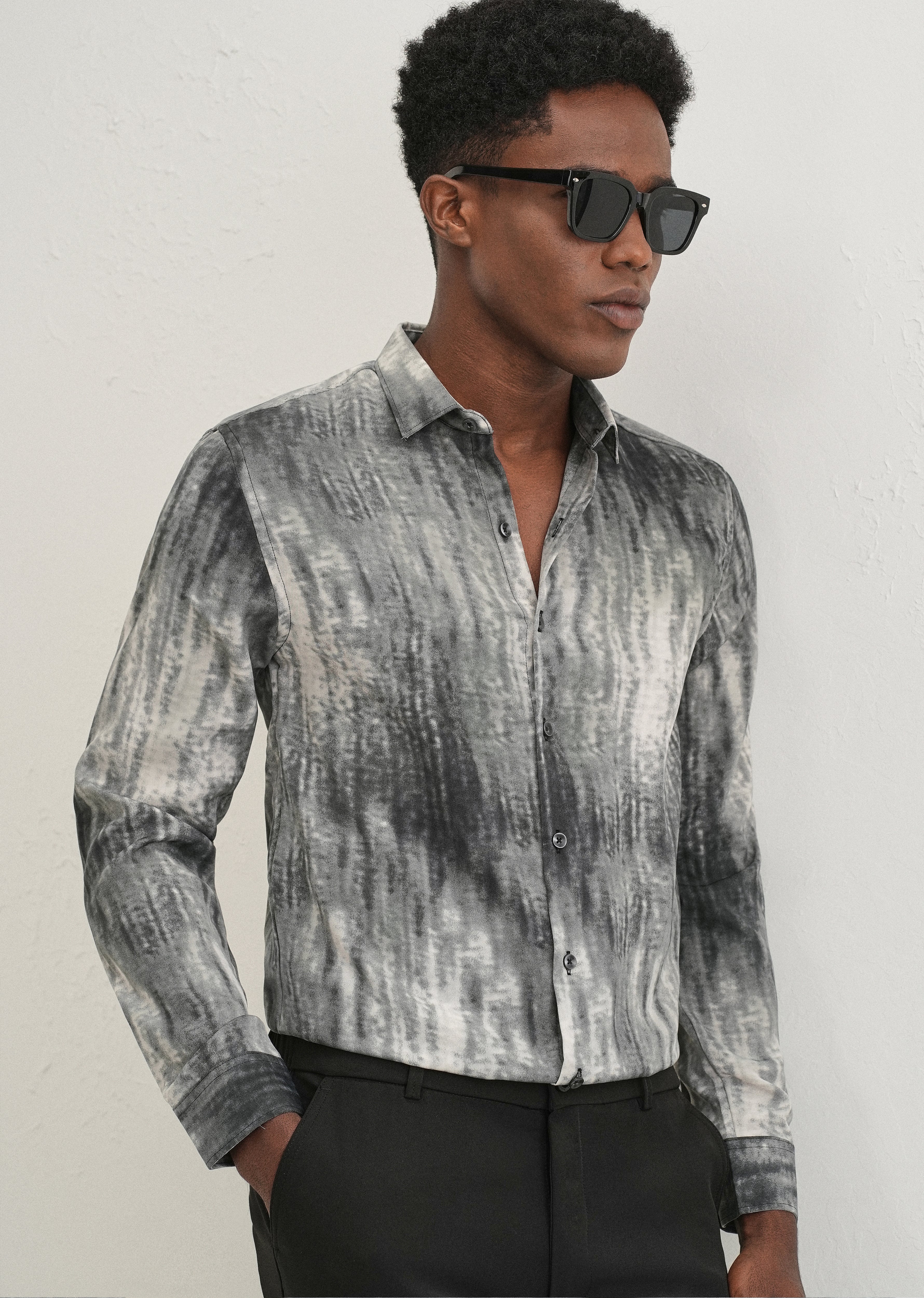 Grey Fade Abstract Printed Shirt