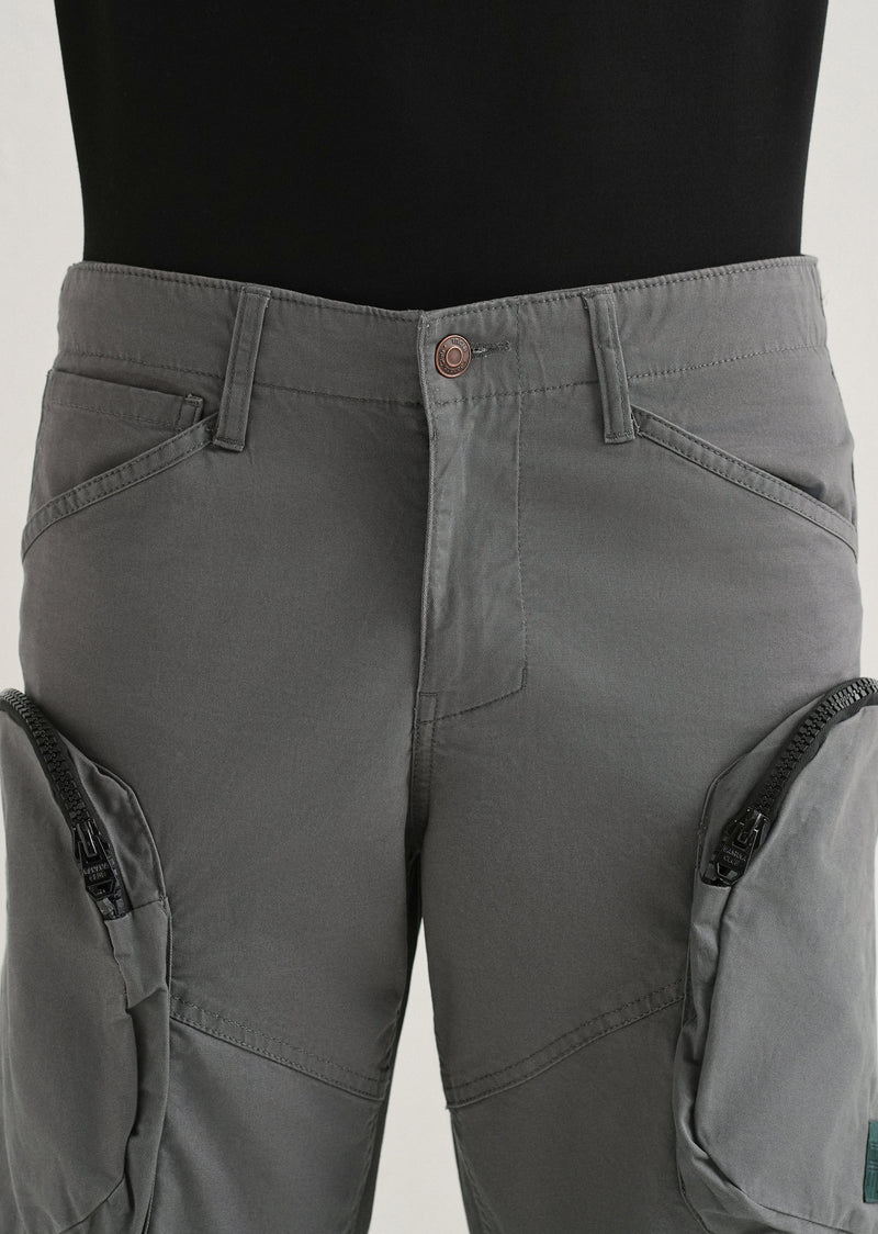 Gris Gray Zipper Cargo Pant