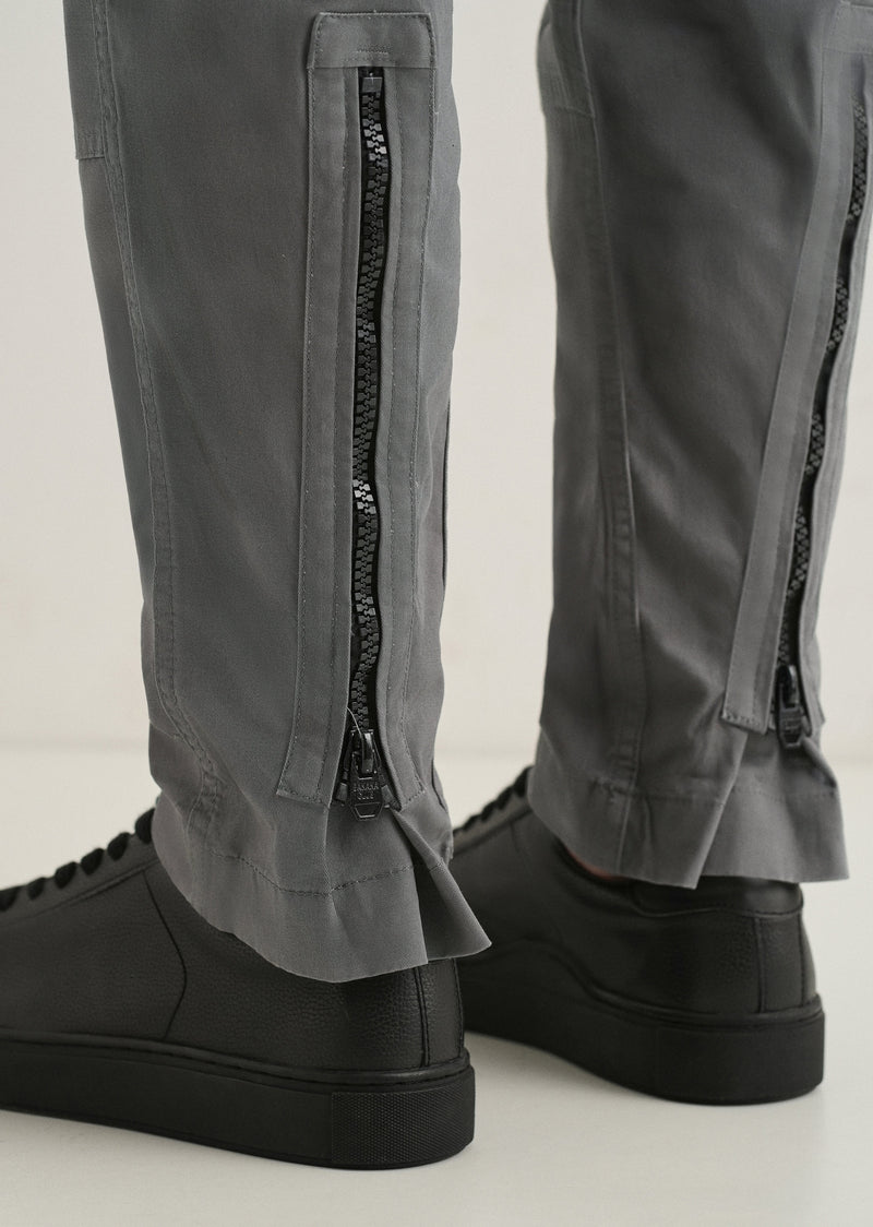 Gris Gray Zipper Cargo Pant