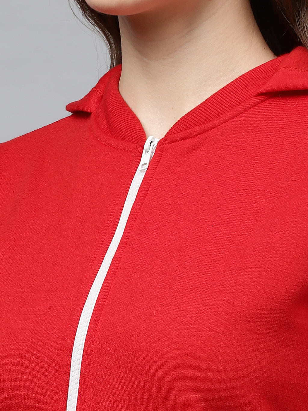 Athena Women Red & Burgundy Solid Hooded Sweatshirt & Colourblocked Joggers