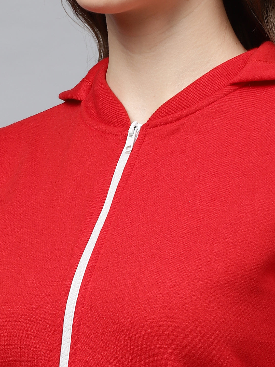 Athena Women Red & Burgundy Solid Hooded Sweatshirt & Colourblocked Joggers