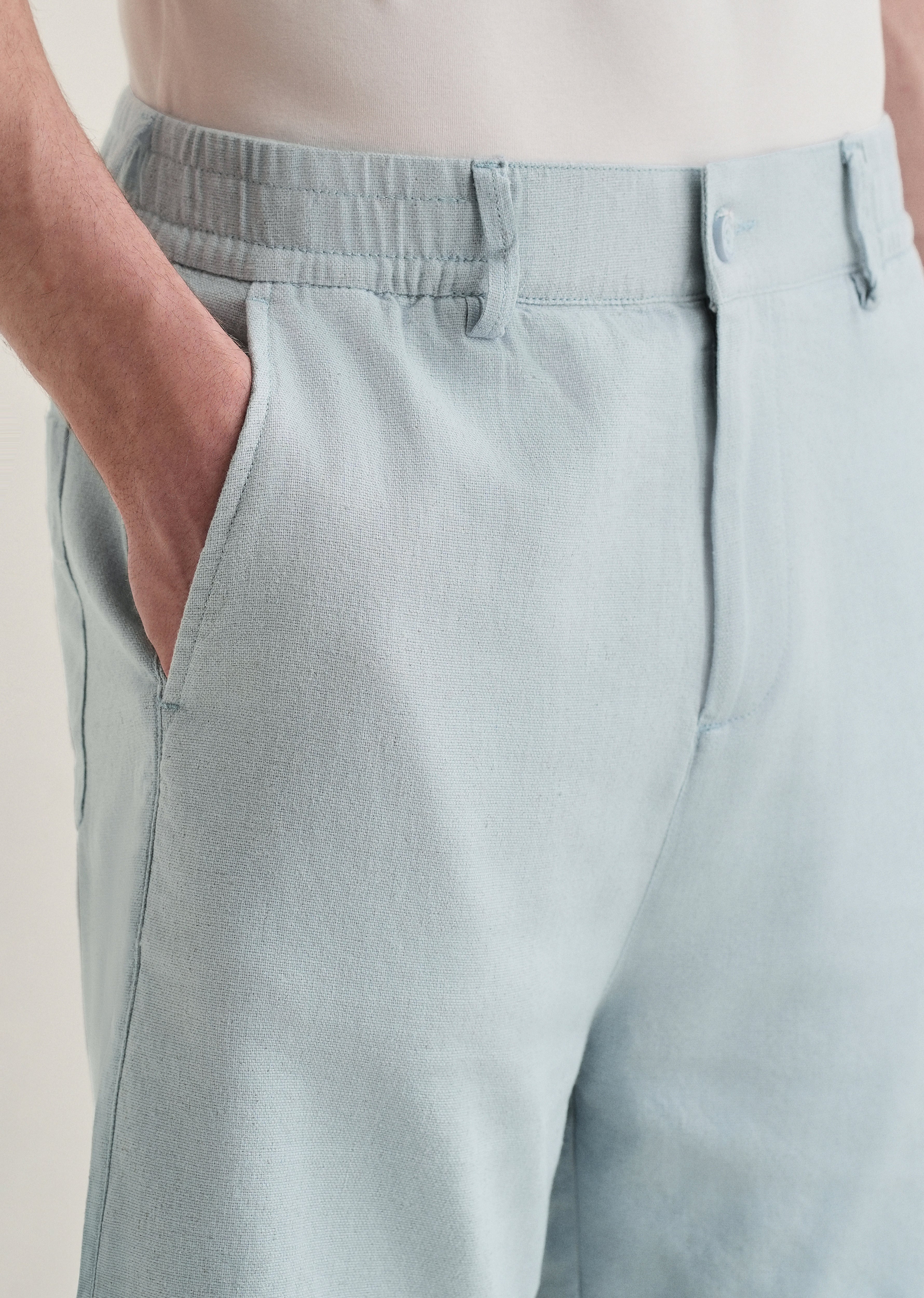 Ice Blue Linen Shorts