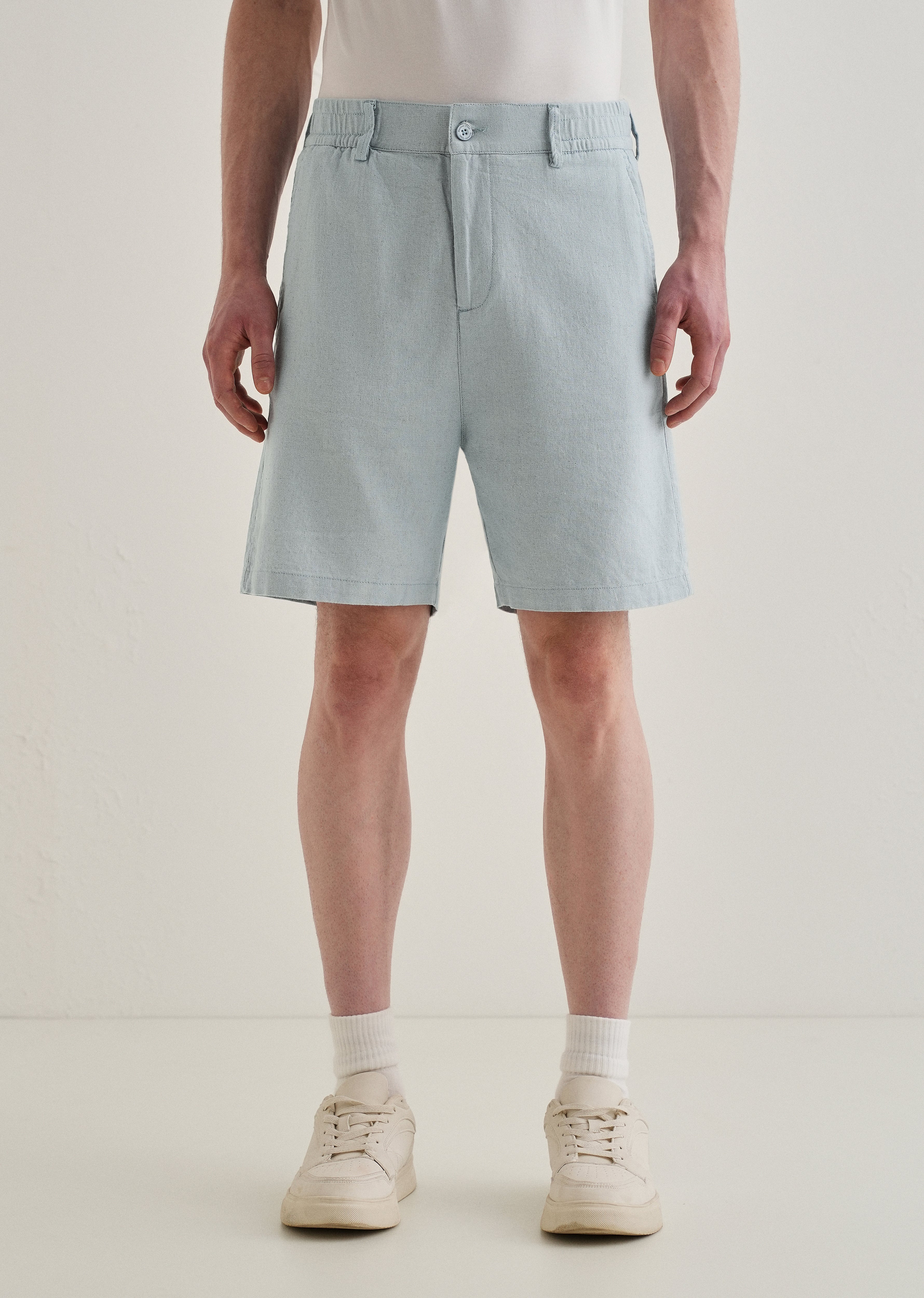 Ice Blue Linen Shorts