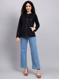 Women Black Utility Zip-Up Jacket