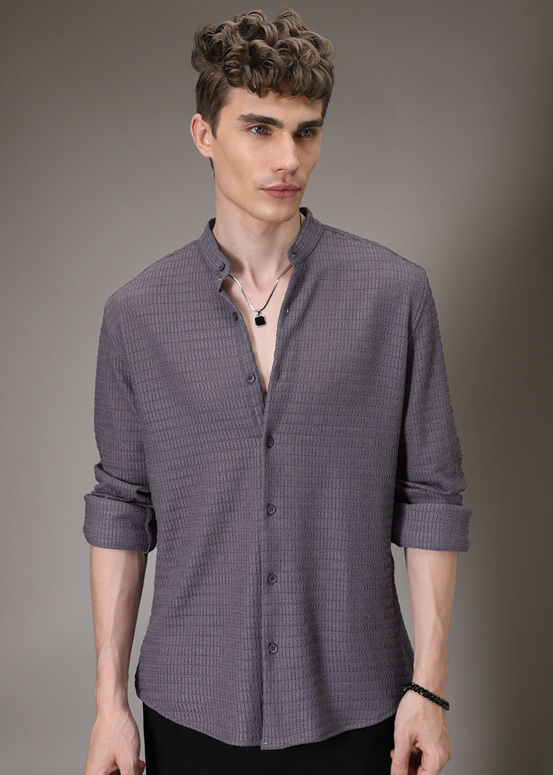 Lavender Plain Knitted Crochet Shirt