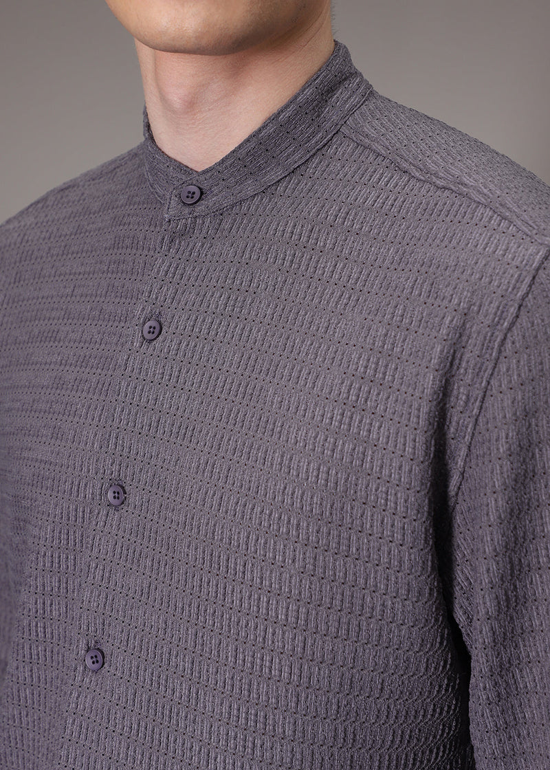 Lavender Plain Knitted Crochet Shirt