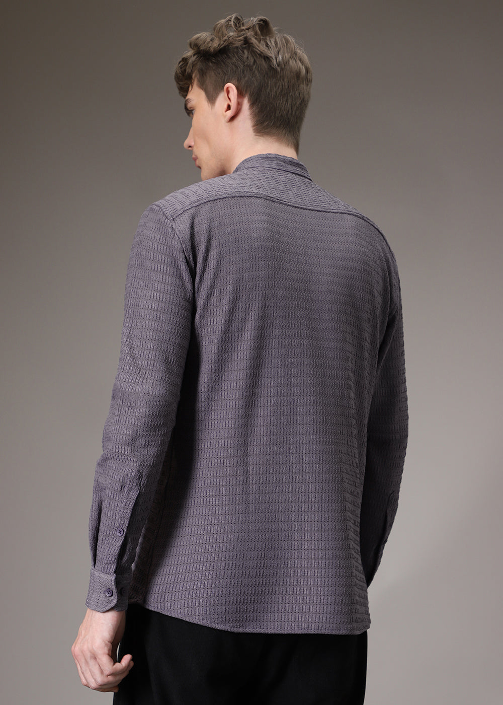 Lavender Plain Knitted Crochet Shirt