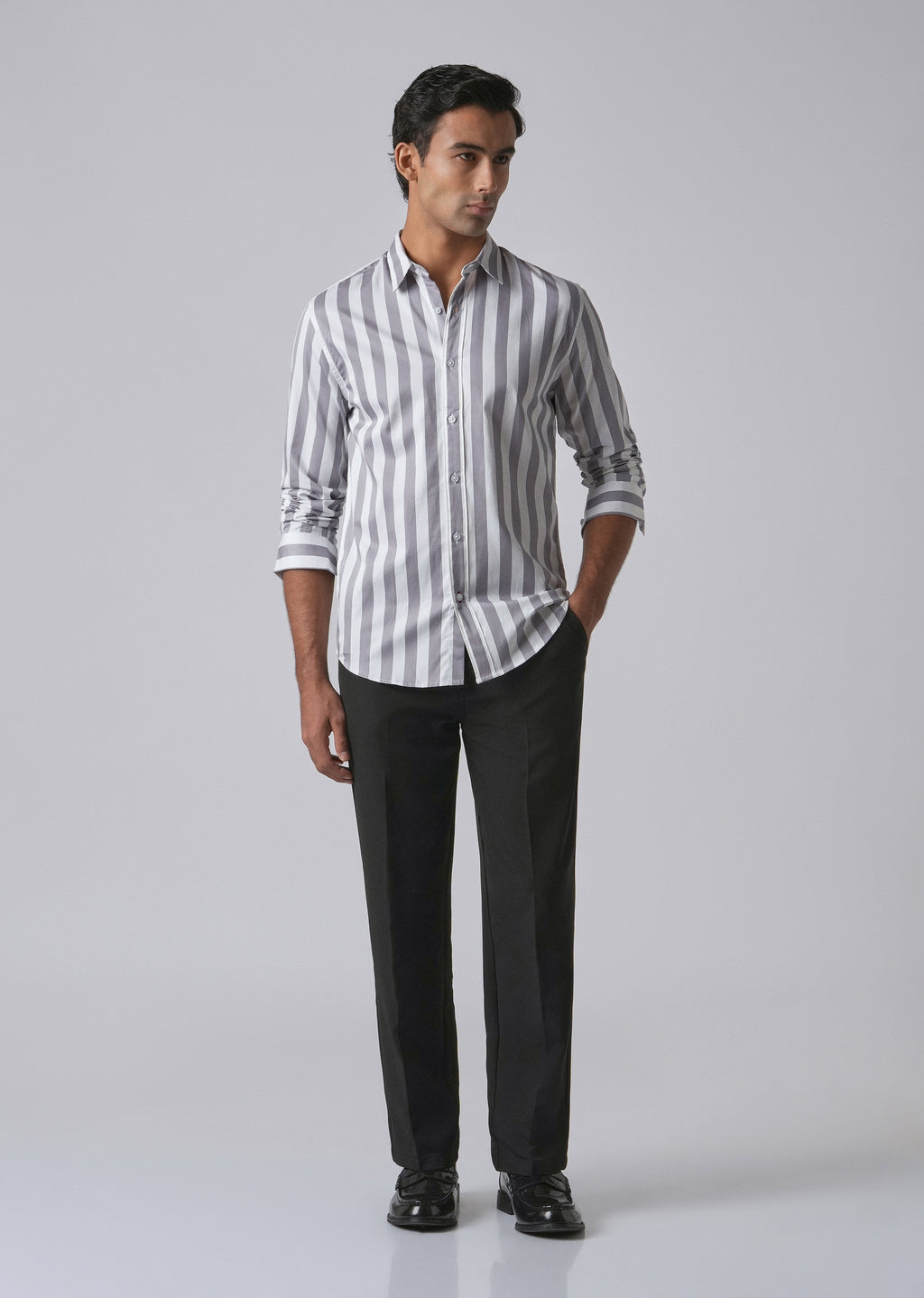 Lavender Satin Striped Shirt