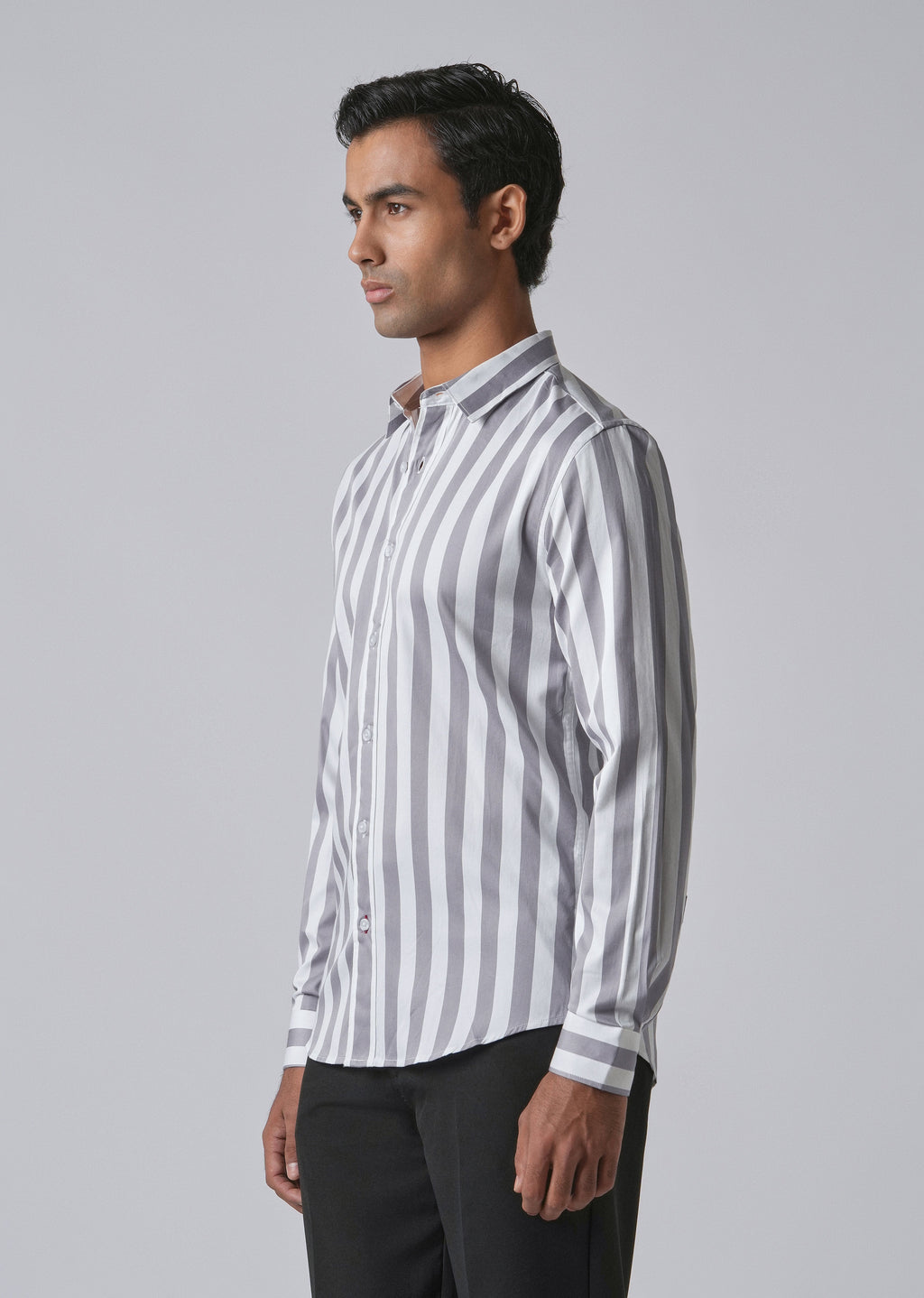 Lavender Satin Striped Shirt