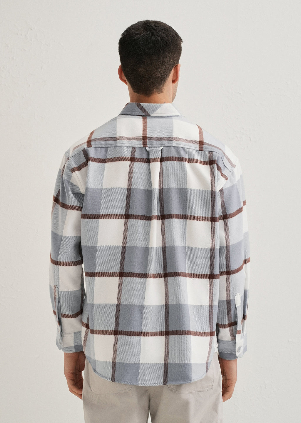 Light Blue Checked Relaxed Fit Shacket