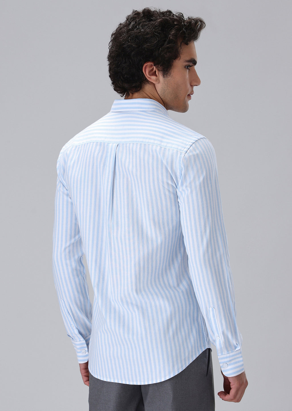 Light Blue Cotton Oxford Stripe Shirt