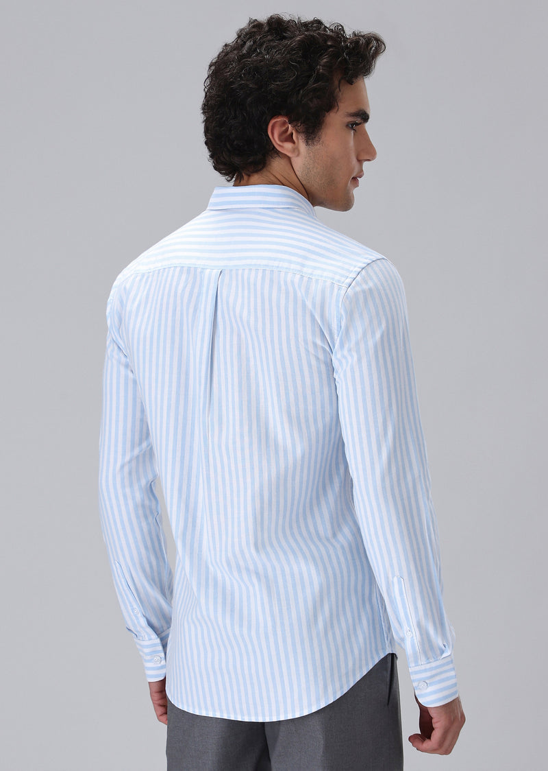 Light Blue Cotton Oxford Stripe Shirt