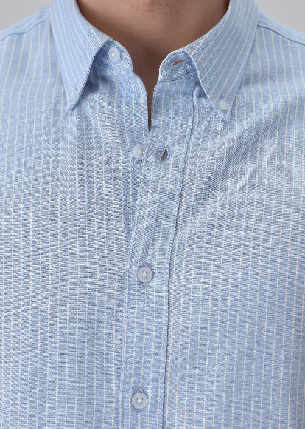 Light Blue Cotton Pin Stripe Shirt