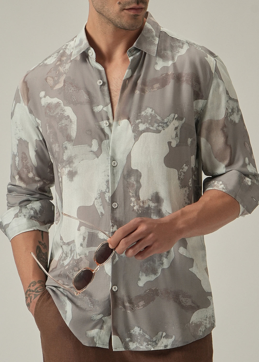 Light Brown Print Shirt