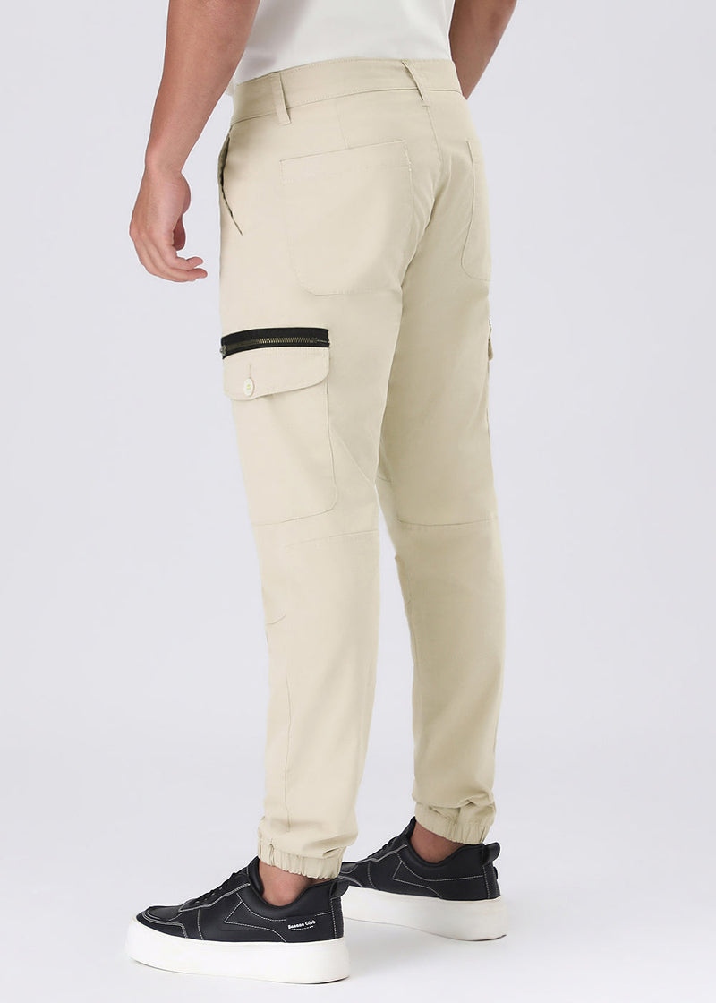 Light Cream Elasticated Cargo Pant