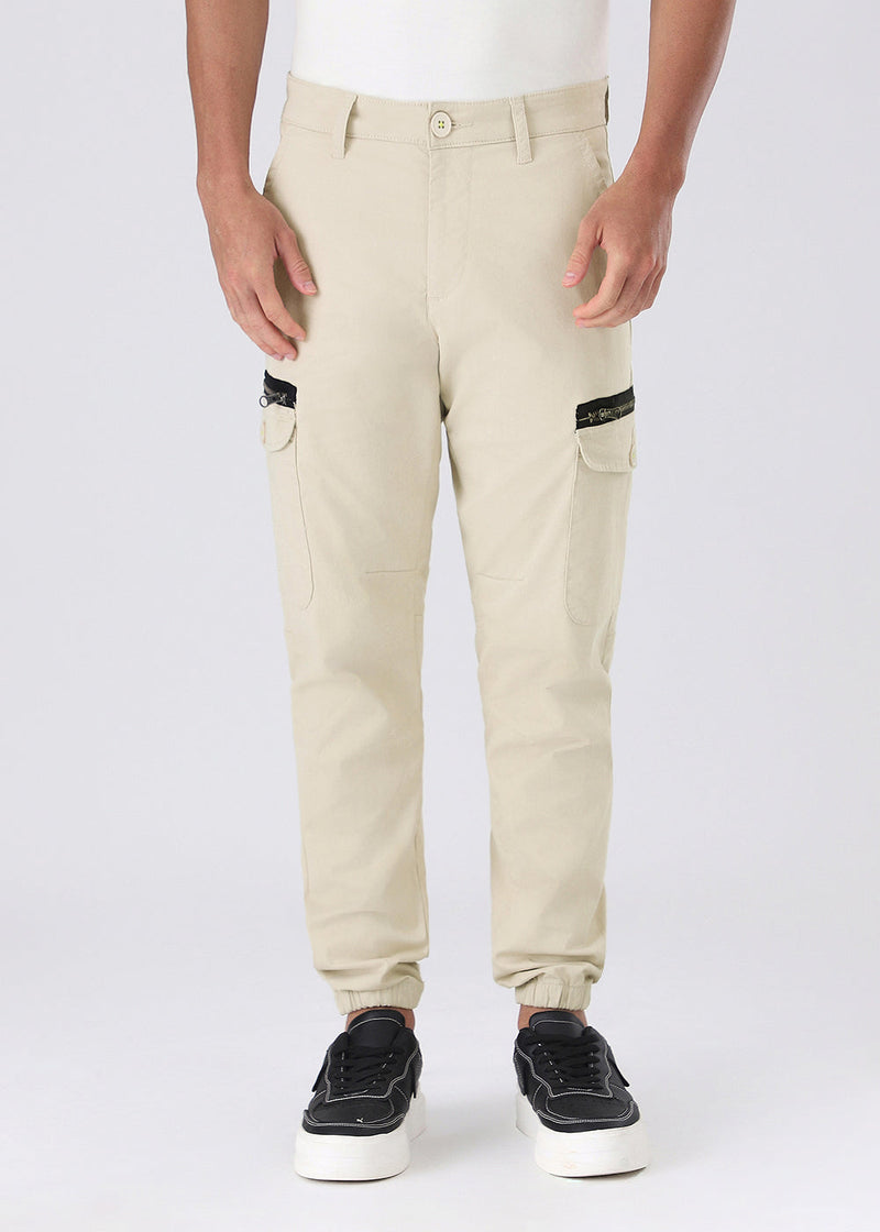Light Cream Elasticated Cargo Pant