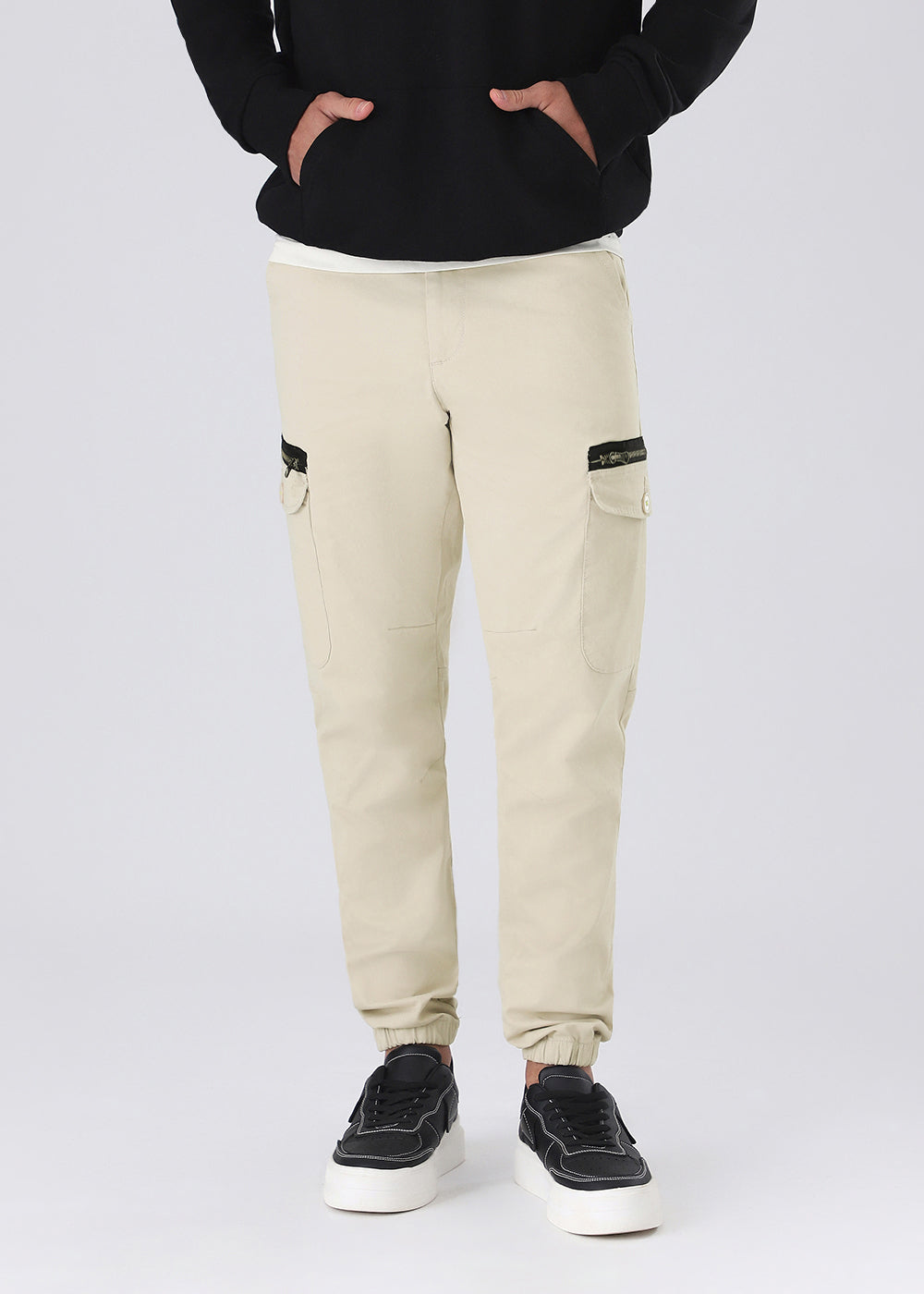 Light Cream Elasticated Cargo Pant