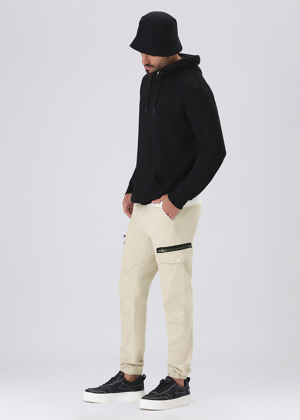 Light Cream Elasticated Cargo Pant