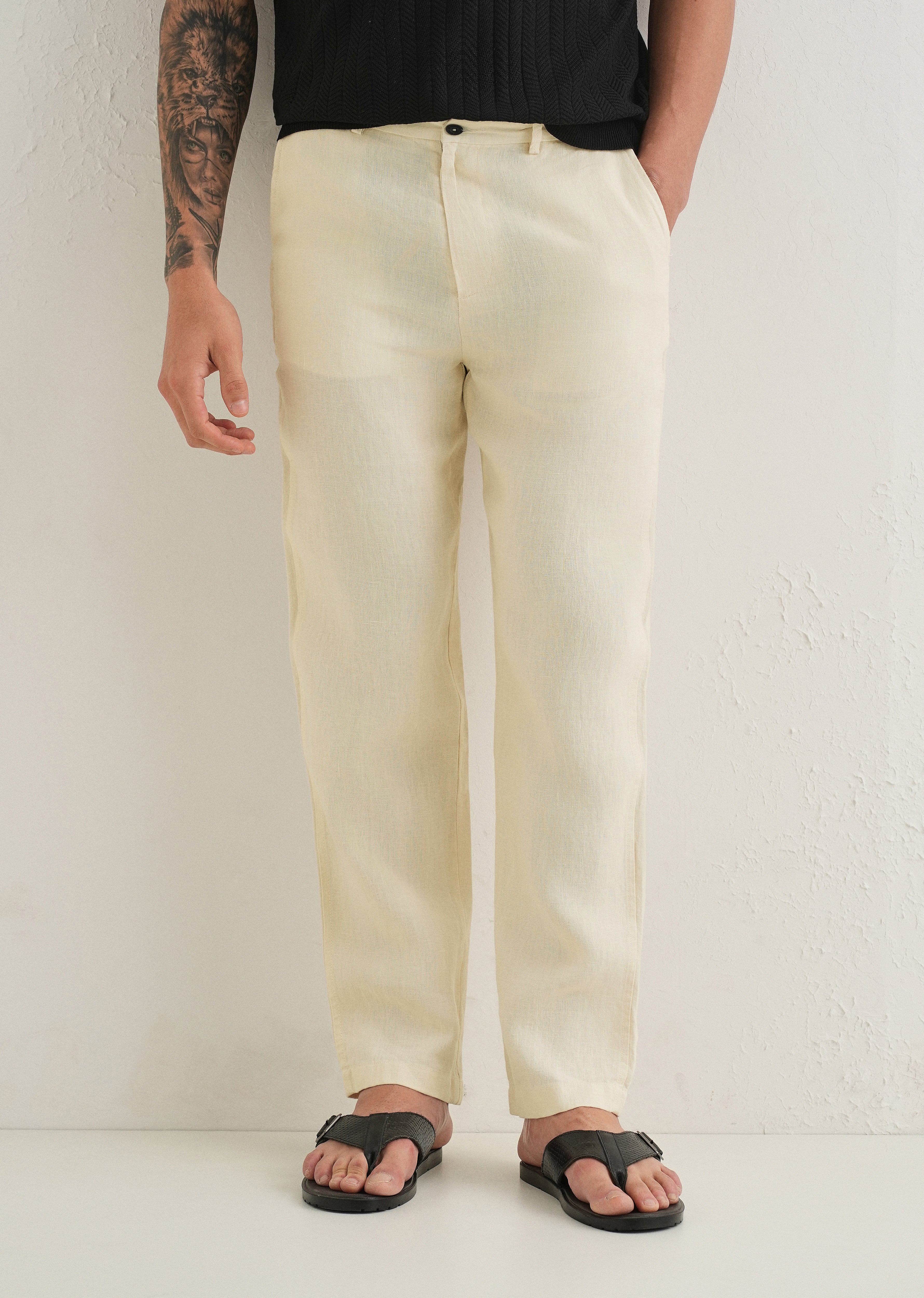 Light Cream Linen Pant