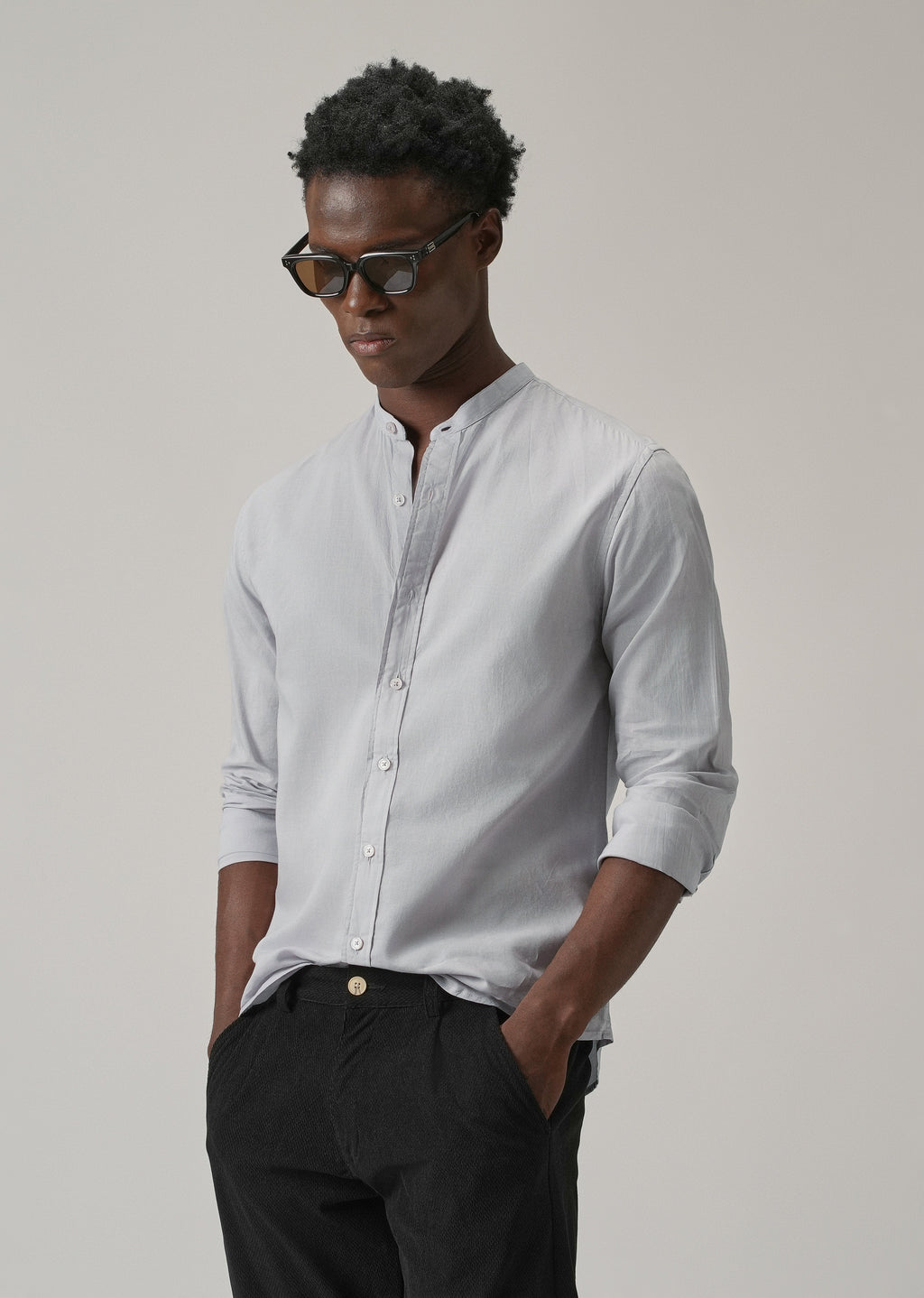 Light Grey Plain Cotton Shirt
