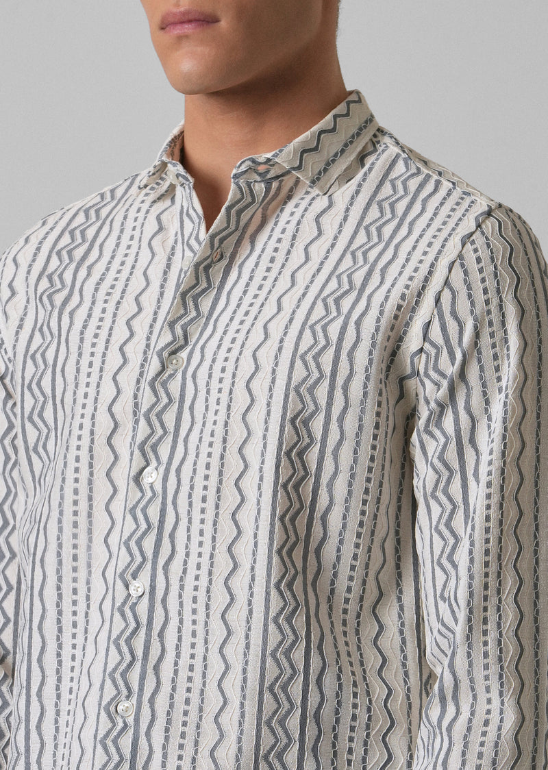 Light Grey Self Pattern Shirt