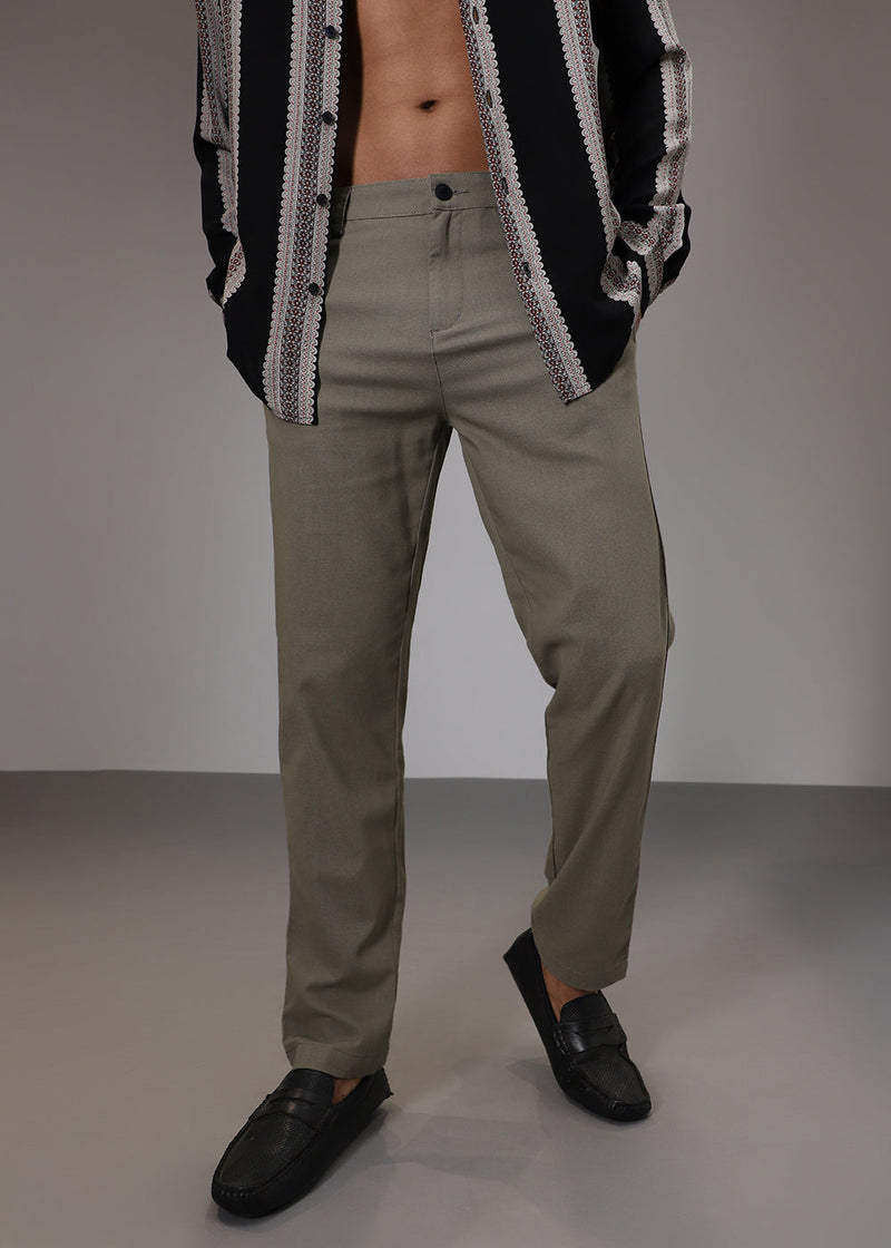 Light Olive Comfort Fit Linen Pant
