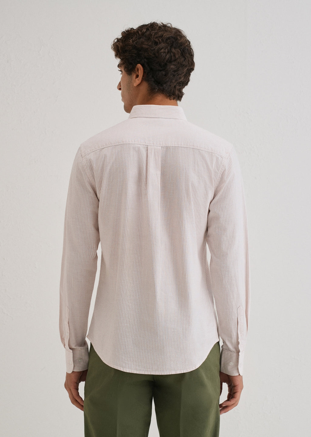 Light Pink Striped Cotton Linen Shirt
