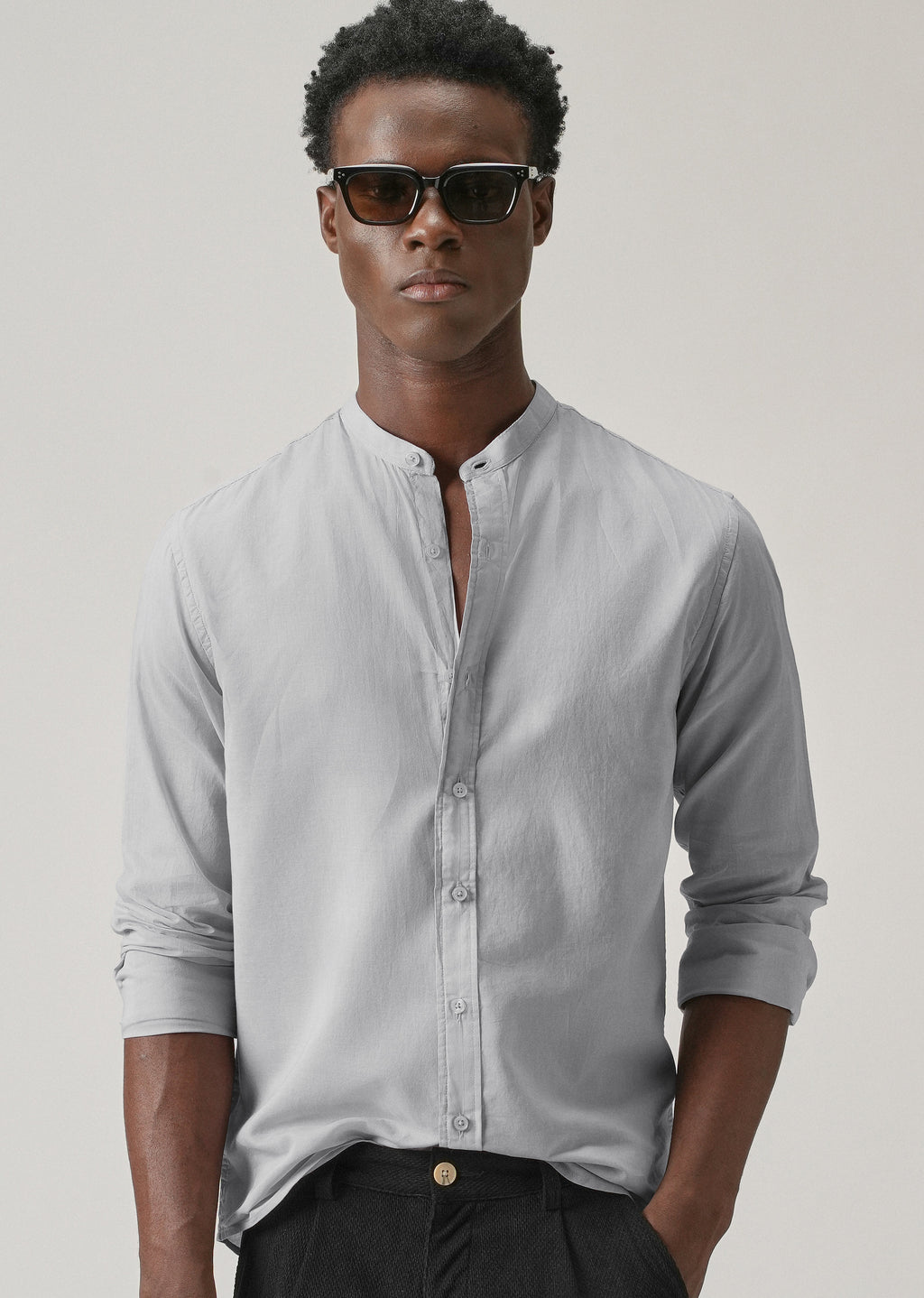 Light Grey Plain Cotton Shirt