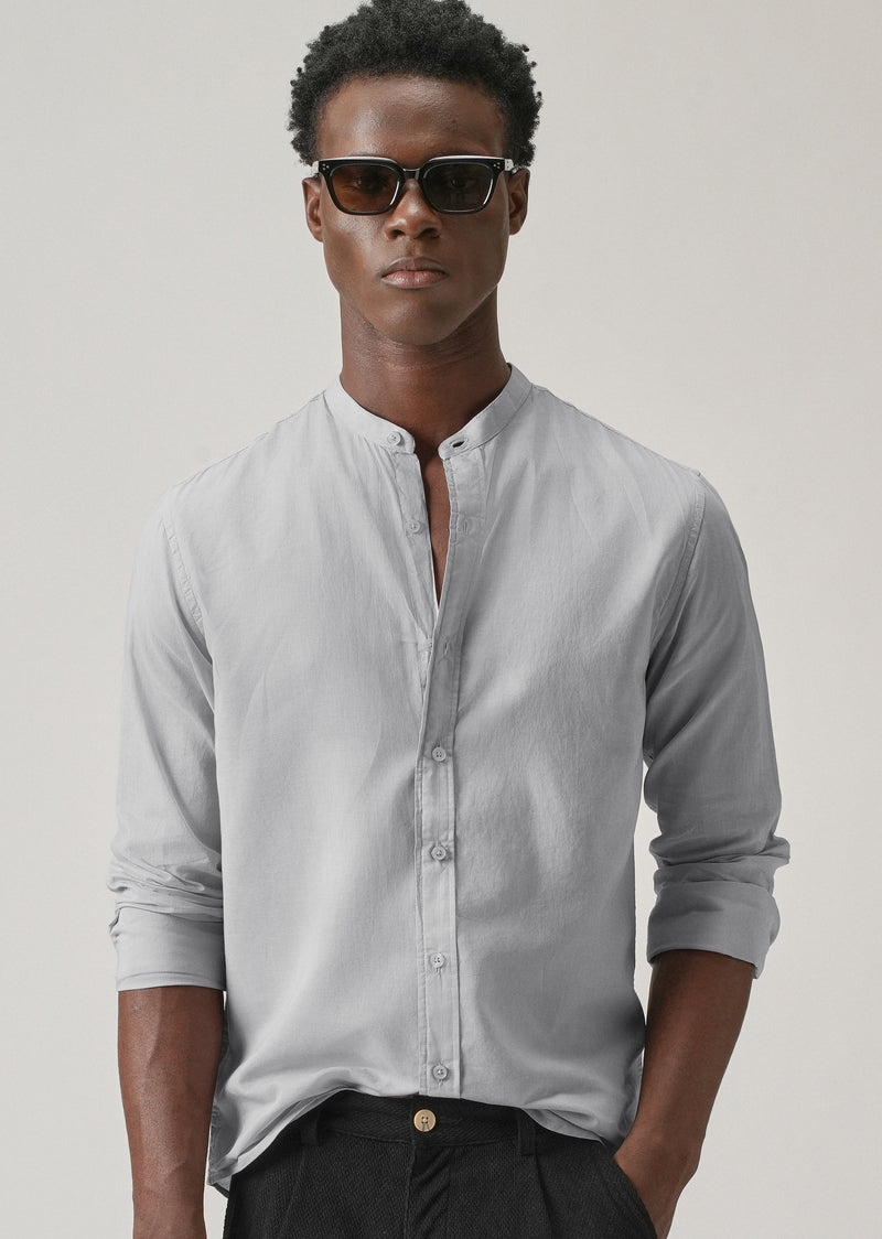 Light Grey Plain Cotton Shirt