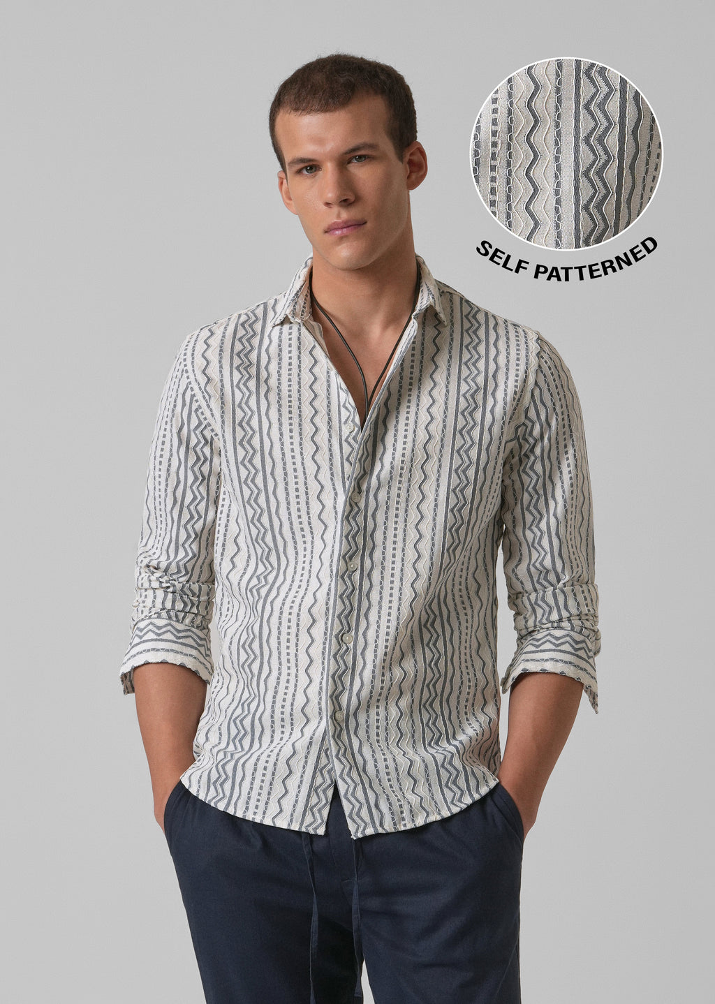 Light Grey Self Pattern Shirt