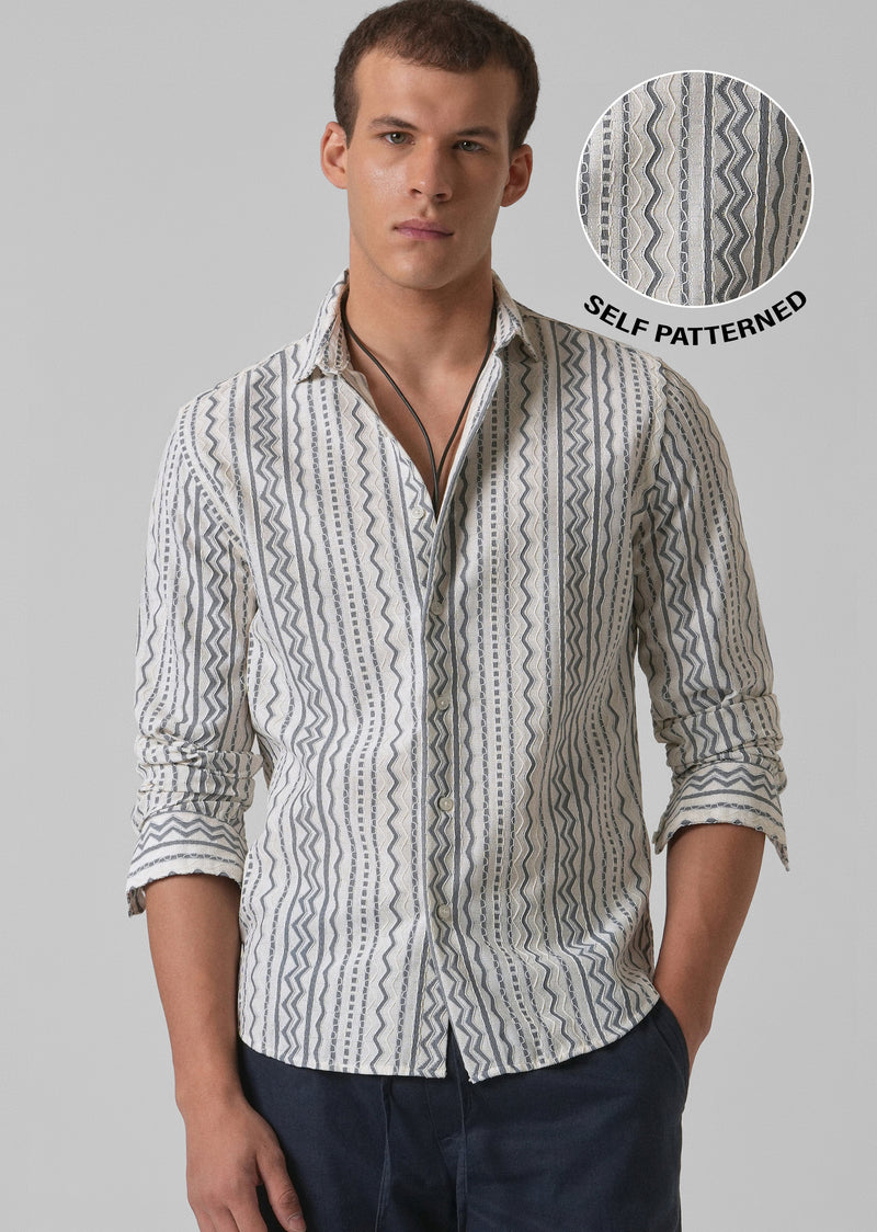 Light Grey Self Pattern Shirt
