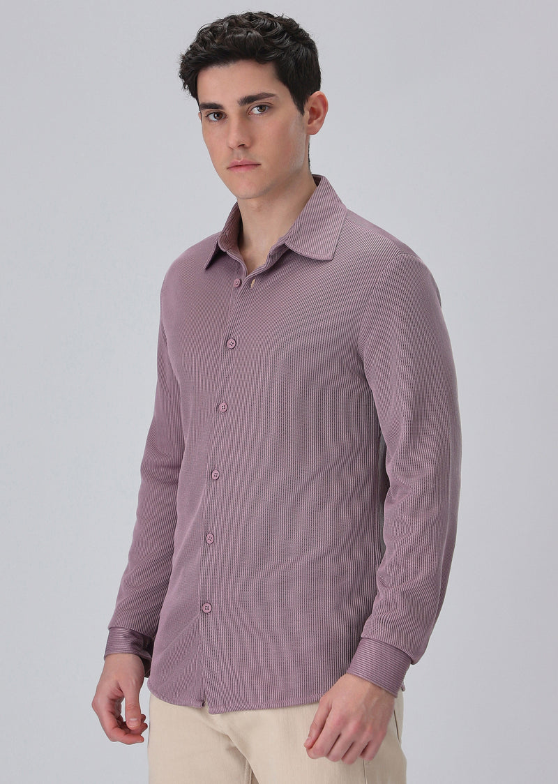 Lilac Plain Knitted Shirt