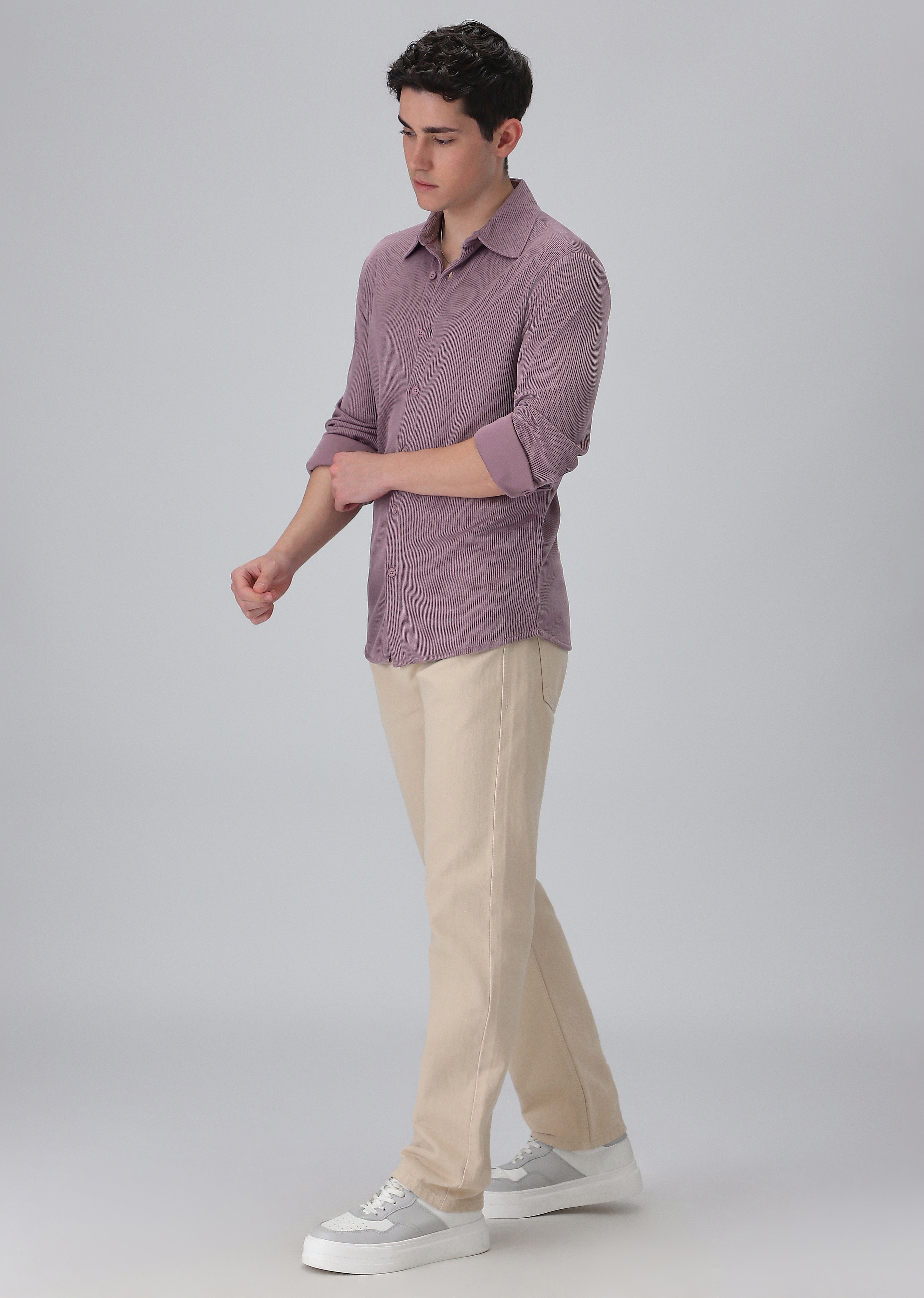 Lilac Plain Knitted Shirt