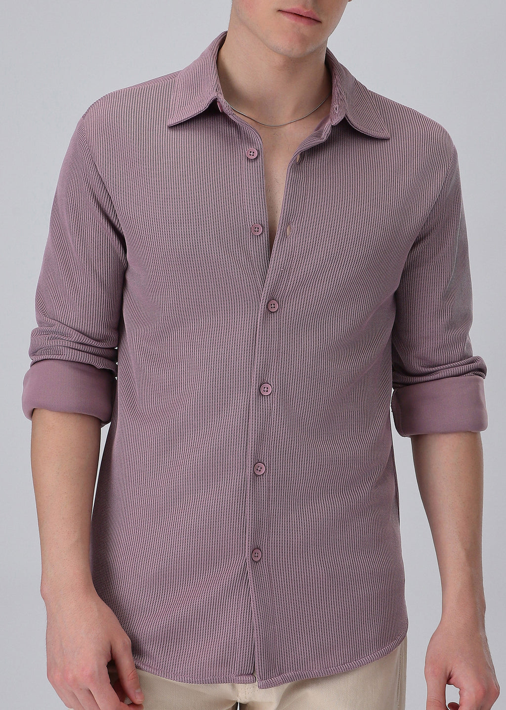 Lilac Plain Knitted Shirt