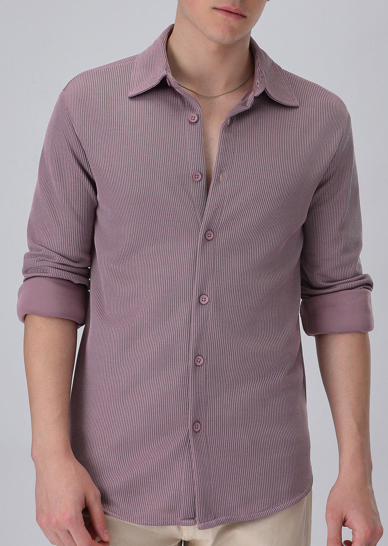 Lilac Plain Knitted Shirt