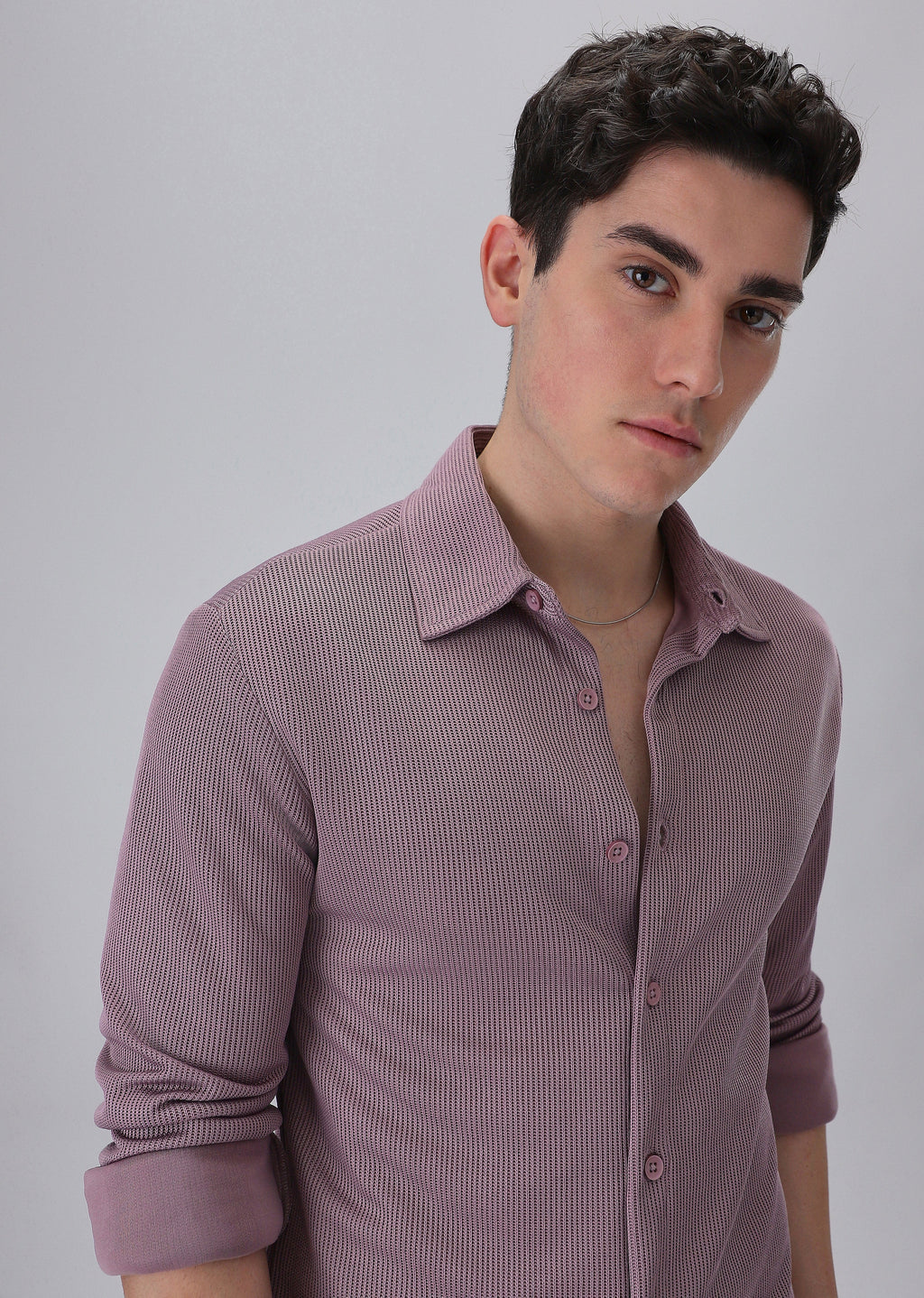Lilac Plain Knitted Shirt