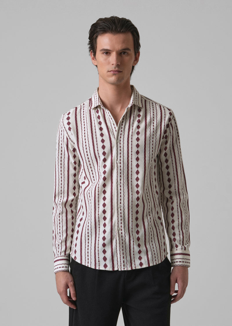 Maroon Self Pattern Shirt