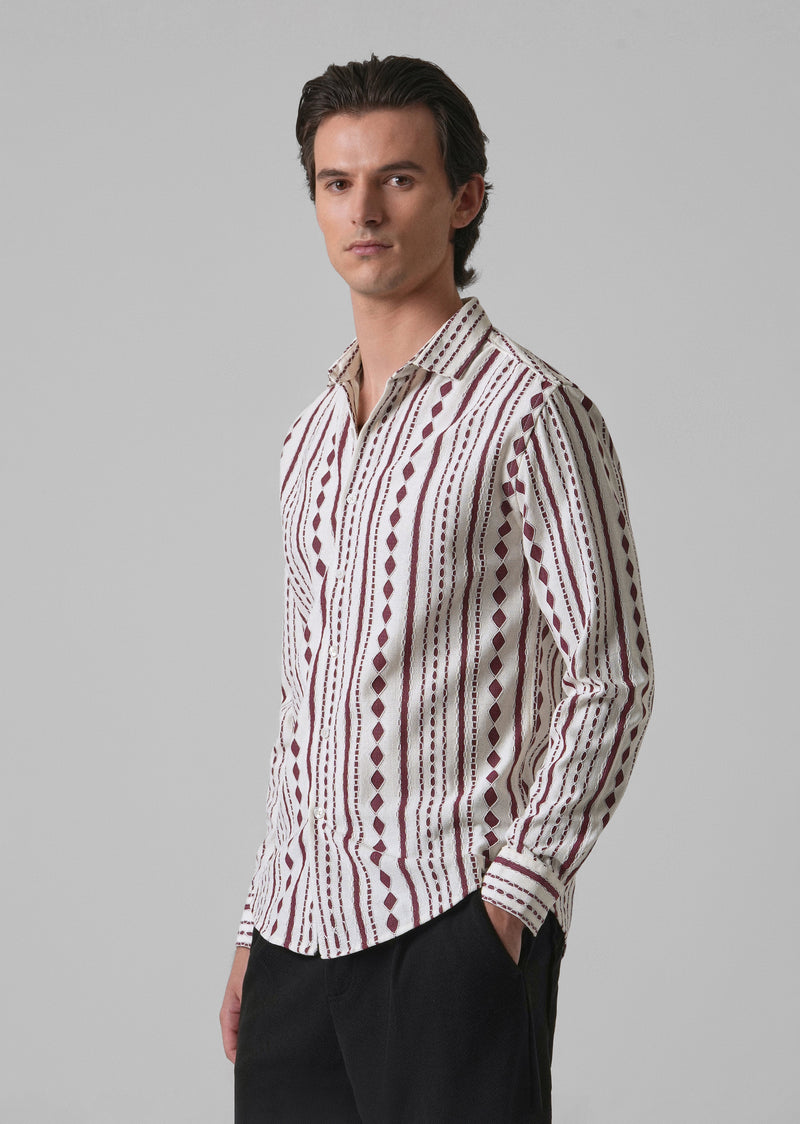 Maroon Self Pattern Shirt