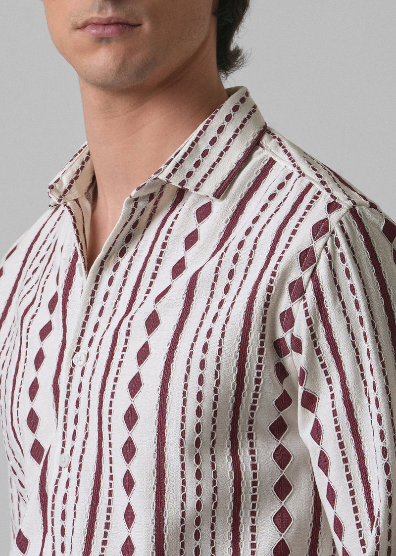 Maroon Self Pattern Shirt