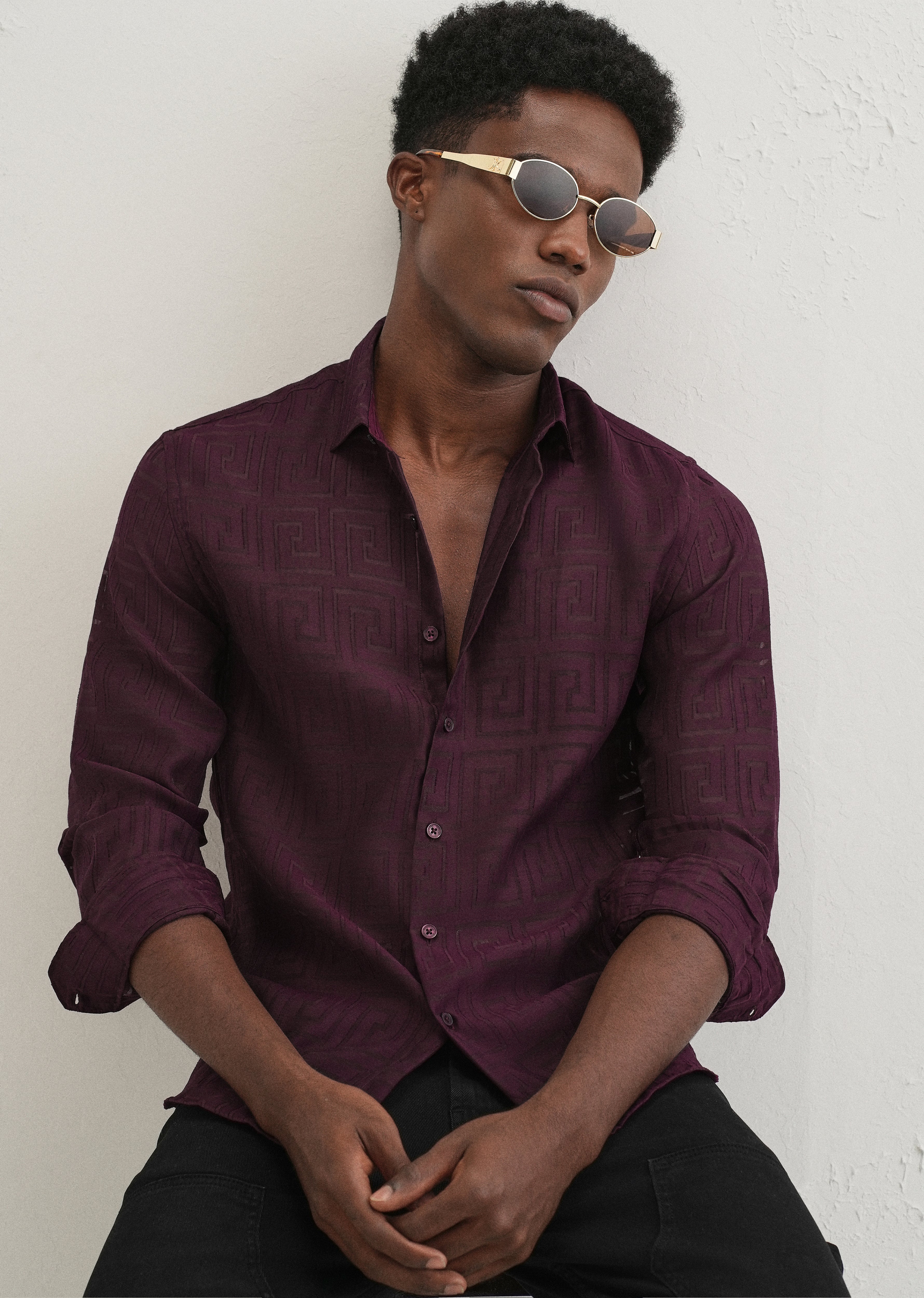 Maroon Laser Cut Shirt